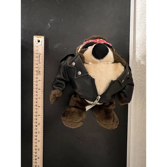 Vtg Tasmanian Devil Taz Biker Plush Looney Tunes 1993 Warner Bros 11.5" - Picture 8 of 8